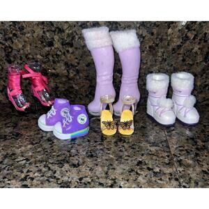 Rainbow High Doll Shoes Lot Of 5 Ice Skate Boots High Tops Monroe Satin Heels
